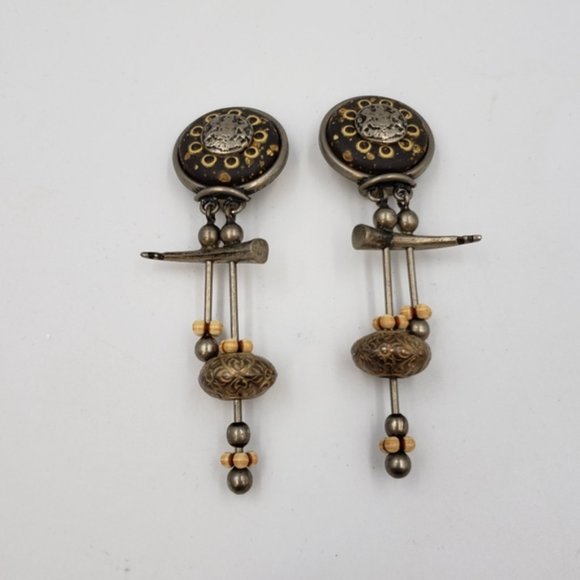 Asian inspired Steampunk Goth Clip On Earrings - Picture 3 of 9